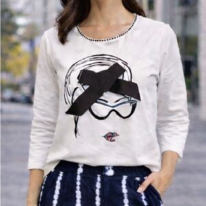 Tan Jay Graphic Long Sleeve Tee size small petite